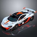 Silver Orange Racing Car Featuring Rear Spoiler Stripes Sleek Design And Number