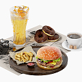 Modern Food Fast Food Fries Burger 3d model