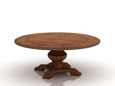Round Wooden Dining Table With Intricate Carved Pedestal And Classic Elegant Design 3d model
