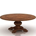 Round Wooden Dining Table With Intricate Carved Pedestal And Classic Elegant Design