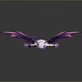 Female Demon Character In Purple Outfit With Purple Bat Wings White Hair Horns And Tail