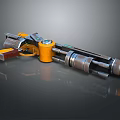 Futuristic Sci Fi Weapon With Yellow Accents And Silver Mechanical Structure 3d model