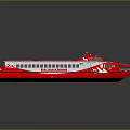 Sleek Red And White Express Ferry With Multiple Windows And Upper Deck 3d model