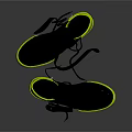Stylish High Top Shoes Dark Gray Upper Neon Yellow Sole And Black Laces
