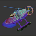 Modern Rotorcraft Model With Blue Base Silver Body Rotor Design And Transparent Cockpit