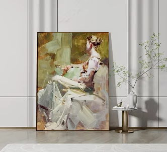 Modern figure painting guest restaurant porch hanging painting 3d model