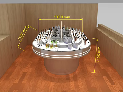 Practical Functional Round Table With 2100mm 3100mm 1150mm Dimensions And Multiple Tools 3d model