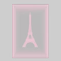 Unique Modern Decorative Mirror With Pink Frame And Eiffel Tower Design 3d model