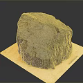 Natural Stone Wood Block With Rustic Texture Displayed On Light Mat 3d model