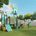 Outdoor Playground Equipment With Colorful Slides Windmill Climbing Frame And Swings For Kids Fun Activities