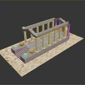 Classical Style Colonnade Architectural Model With Columns Golden Details And Light Base 3d model
