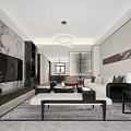 Elegant Modern Living Dining Room Interior With Sofa Coffee Table Decorative Painting And Chair