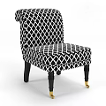 Stylish Single Sofa Collection With Patterned Solid Fabric And Gold Black Legs 3d model