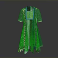 Colorful Patchwork Mid Length Dress With Short Sleeves And Floral Patterns