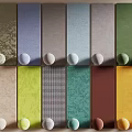 Colorful Fabric Samples With Matching Colored Balls In Various Textures And Tones