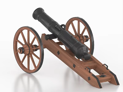 Retro cannon ancient cannon red cannon antique relic fortress 3d model