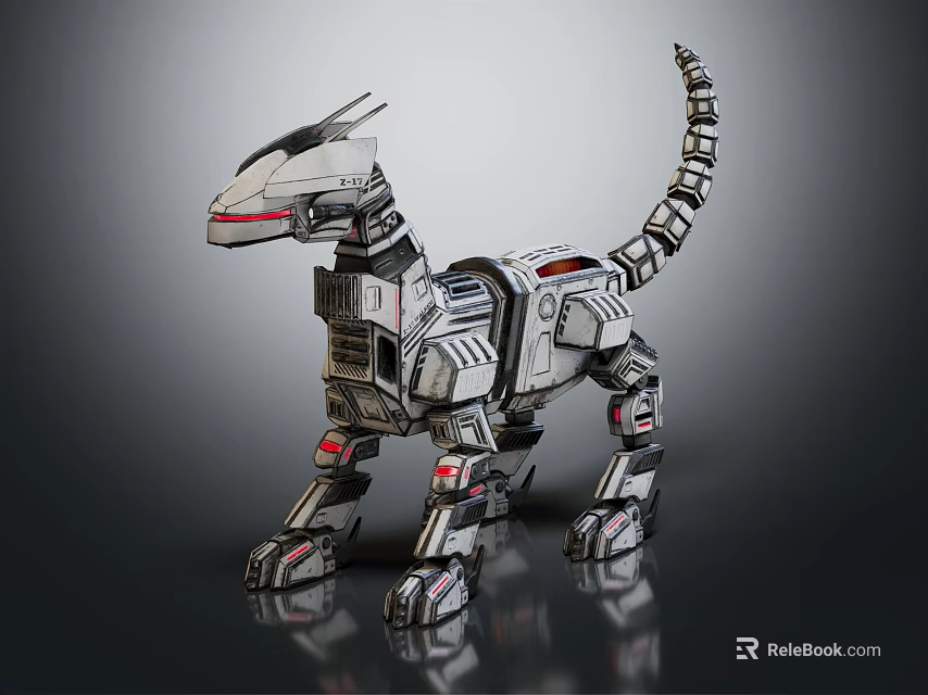 Smart Machine Dinosaur Robot With Metallic Body Mechanical Joints And Futuristic Design 3d model 