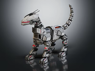Smart Machine Dinosaur Robot With Metallic Body Mechanical Joints And Futuristic Design 3d model