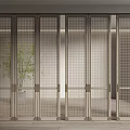 Modern Metal Grid Sliding Room Divider For Interior Space Design 3d model