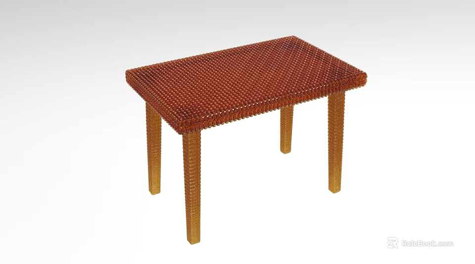 Brown Woven Top Desk With Wooden Legs For Home Office Workspace 3d model 