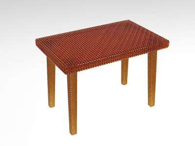 Brown Woven Top Desk With Wooden Legs For Home Office Workspace 3d model