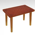 Brown Woven Top Desk With Wooden Legs For Home Office Workspace