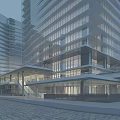 Modern Office Building With Glass Curtain Walls And Multi Storey Exterior Design