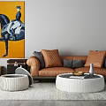 Modern sofa and coffee table combination 3d model
