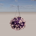 Round Shaped Hanging Planter with Purple Pink Flowers for Indoor Outdoor Decor
