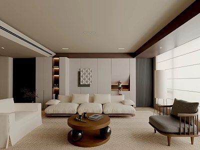 Modern Living Room Interior Design With Comfortable Sofa Coffee Table And Accent Chair 3d model
