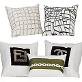 Decorative Throw Pillows With Grid Patterns Brand Logos And Striped Chain Design 3d model