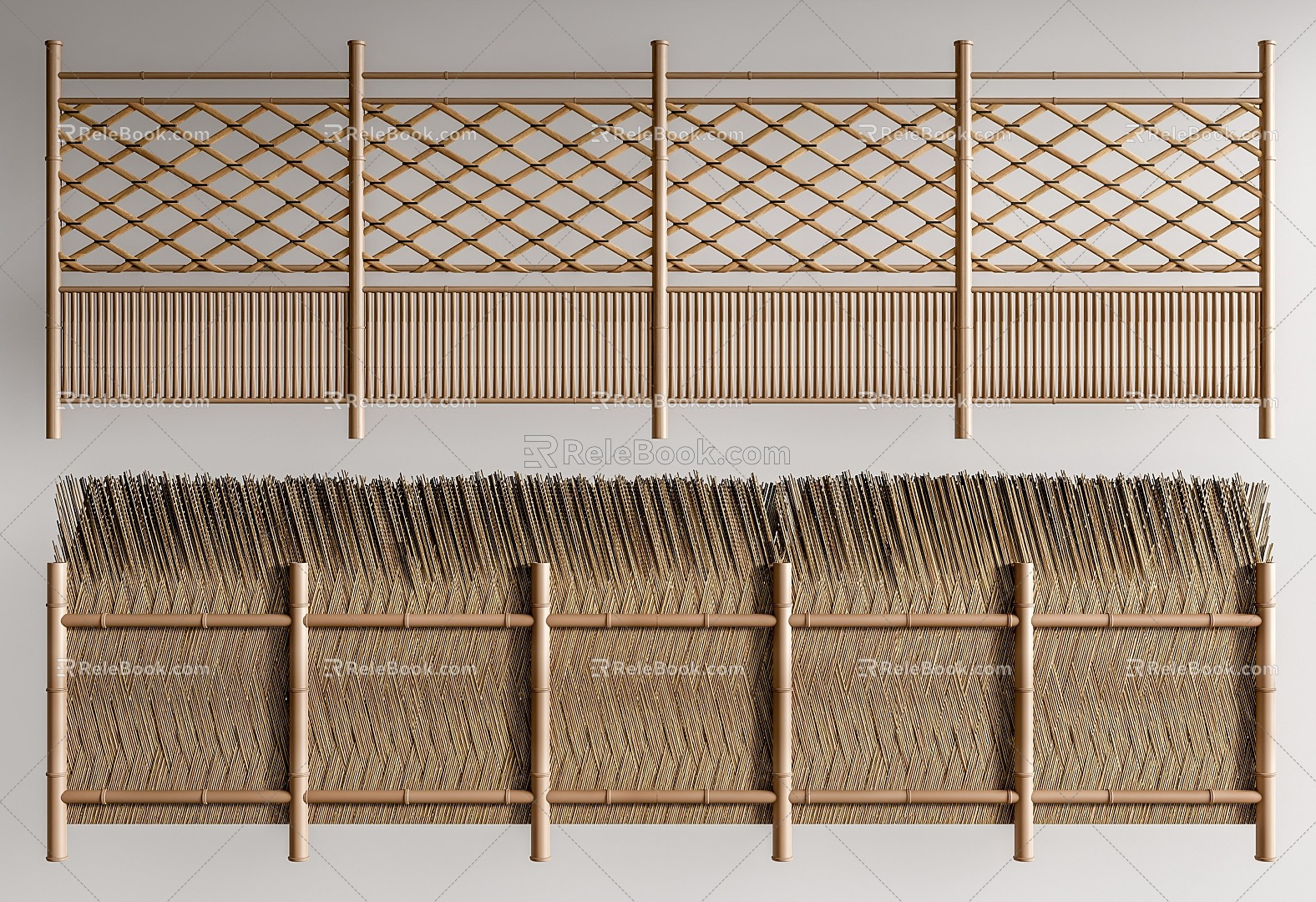 Bamboo fence fence fence partition fence fence fence fence handrail wood 3d model