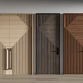 Modern Interior Flush Doors With Geometric Patterns Wooden Texture And Different Colors 3d model