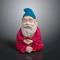 Game And Movie Character With Blue Hat Long White Beard Red Robe Clasped Hands Sitting