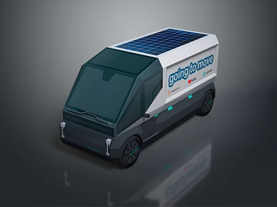 Modern Household Supplies Transport Vehicle With Solar Panels And Goingtomorrow Design 3d model