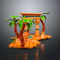 Egyptian Themed Decorative Setup With Palm Trees Brown Trunks And Green Leaves