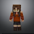 3D Pixel Art Woman Character Wearing Red Shirt And Dark Shorts