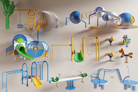 Children's Equipment Combination Children's Entertainment Equipment Outdoor Playground Slide Seesaw 3d model