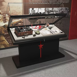 Museum Display Cabinet Anti-Japanese War Memorial Hall Display Cabinet Glass Display Cabinet Revolution Booth Long March Memorial Hall 3d model