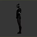 Game and Movie Superhero Character Black Panther in Black Combat Suit with White Patterns Standing Pose