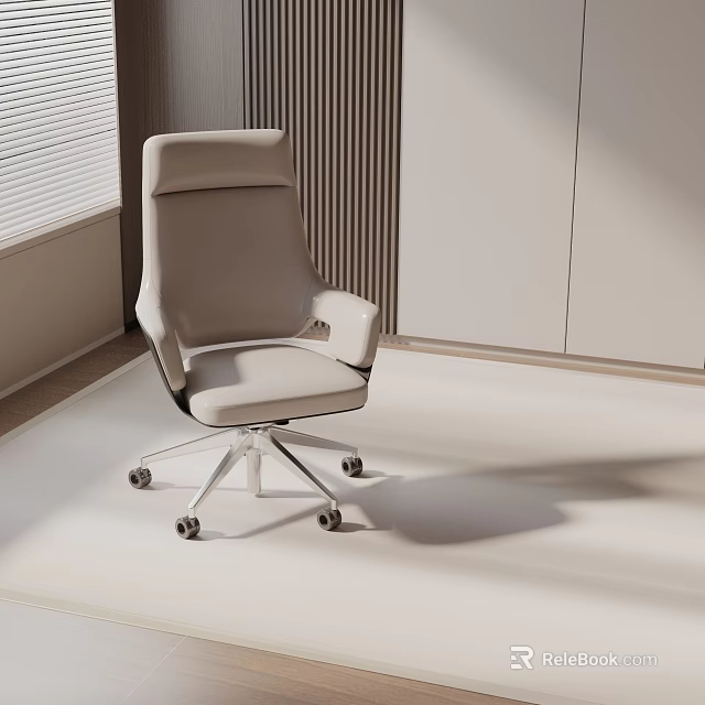 Elegant Modern Office Chair With Light Beige Ergonomic High Back And Metal Rolling Base 3d model 