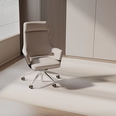 Elegant Modern Office Chair With Light Beige Ergonomic High Back And Metal Rolling Base 3d model