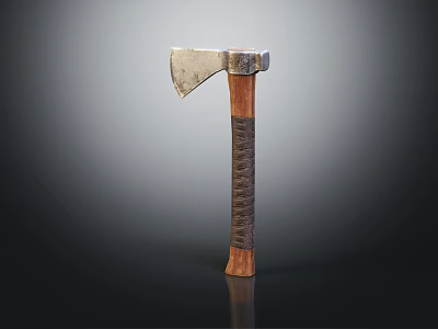 Rustic Handcrafted Axe With Metal Head And Wooden Handle Design 3d model