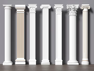 Varieties Of Roman Columns Display In Interior Space 3d model