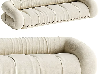 Comfortable Beige Upholstered Sectional Sofa With Stitched Details And Modern Design 3d model