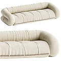 Comfortable Beige Upholstered Sectional Sofa With Stitched Details And Modern Design