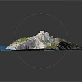 Detailed 3D Terrain Model Featuring Island Ocean Beach and Cliff