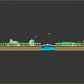 Modern Urban Community Layout With Green Spaces Water Channels Roads And Wind Turbines