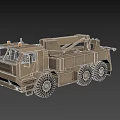 Beige Military Truck With Crane And Six Wheel Heavy Duty Structure