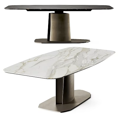 Modern Marble Dining Table With Sleek Metal Base And Elegant Surface Design 3d model